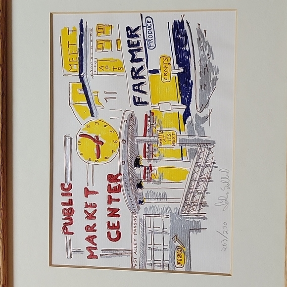 Pike Place Market Art Framed SIGNED. Seattle - Picture 4 of 9